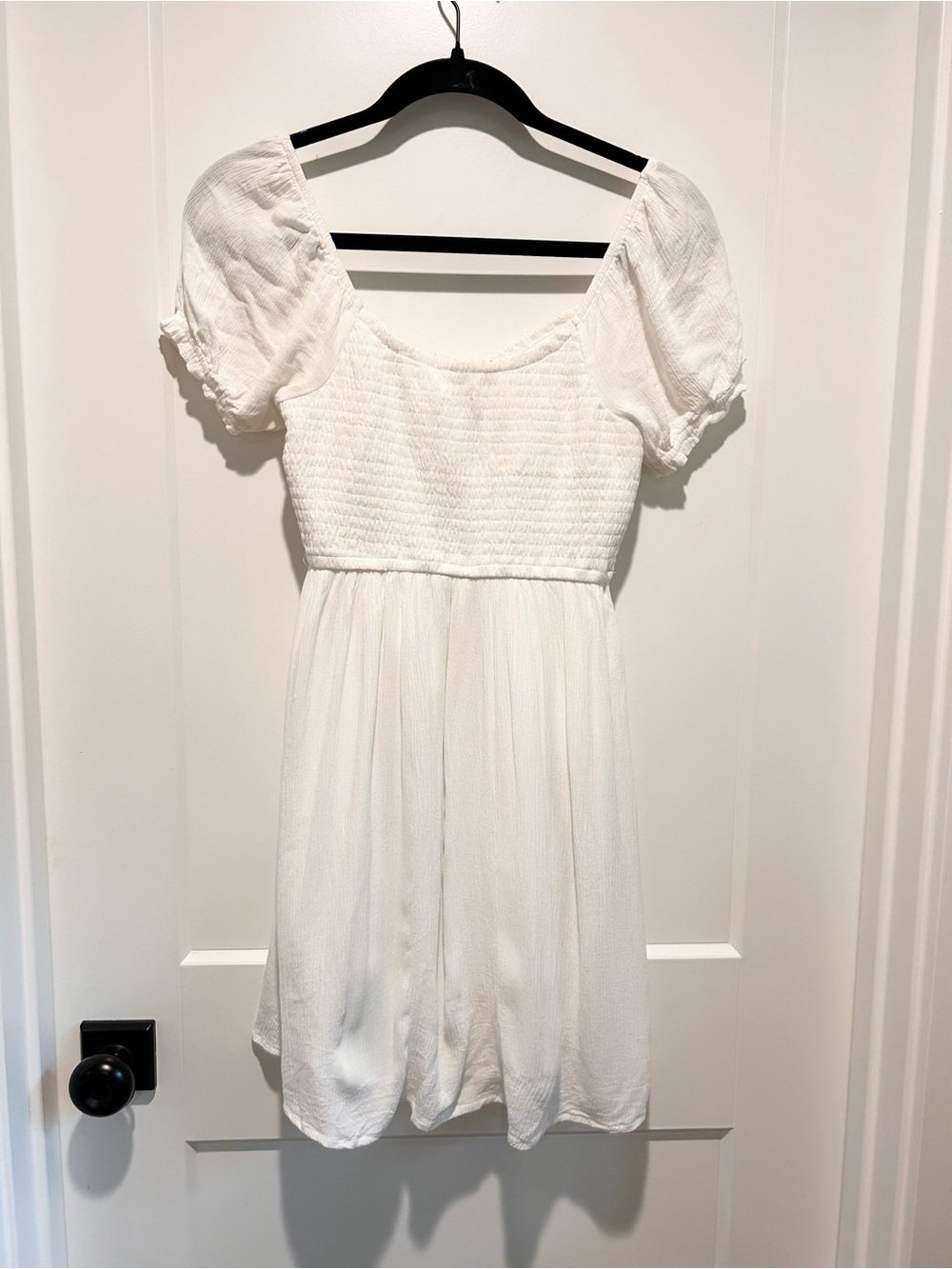 Hollister White Babydoll Mini Dress Cottagecore Puff Sleeve Small - Picture 7 of 8